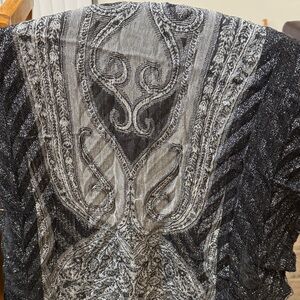 Black and Silver Patterned Scarf